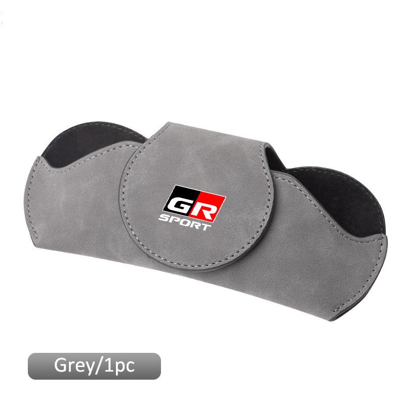 

Car Logo Glasses Case Sun Visor Sunglasses Card Organizer Box For Toyota GR Sport Gazoo Racing RAV4 C-HR Mirai Copen Corolla TRD сірий колір