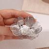 Elegant Golden Flower Stud Earrings Light Luxury Metal Earrings Hollow Flower Earrings  Women