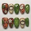 24 stuks Bosavontuur Press-On Nagels Kort Amandel Valse Nagels Met Vos Paddenstoel Vlinder Appel Ontwerpen Voor Vrouwen