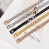 Fashion Stainless Steel Mesh Bracelet Band Women Adjustable Slide Charms Bangle (D)