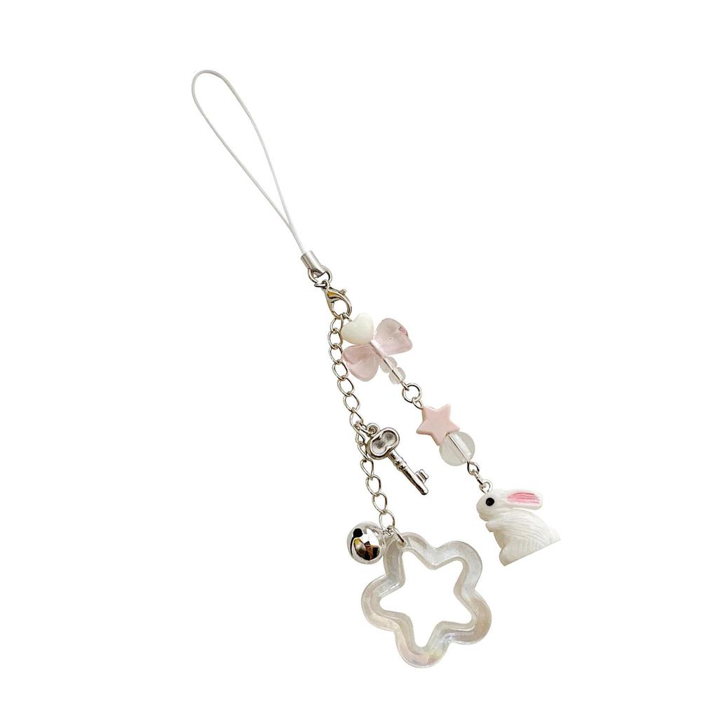 Star Rabbit Bead Pendant Sweet Phone Chain Strap Hangings Decoration Keychain Lanyard Small Gift for Women Girls