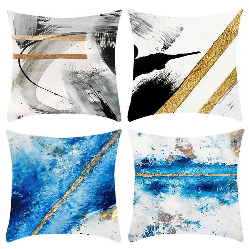 

New Light Luxury Series Painted Print Splash Ink Print Pillow Case Home Sofa Cushion Cover 45 * 45Cm pillowcase