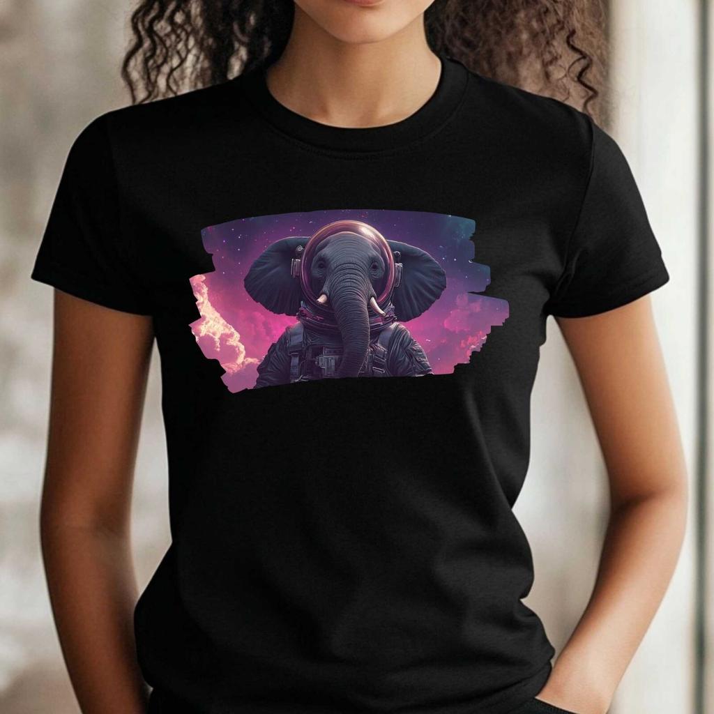 T-Shirt Frauen Elefant als Astronaut Motiv Baumwolle Größe XS bis 3XLWird in neuem Fenster oder Tab geöffnet