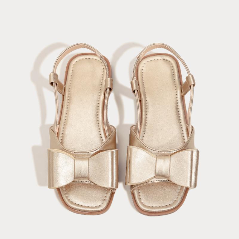 

Summer Women Sandal New Fashion Versatile Princess Shoe Anti Slip Soft Trendy Girls Shoes Flat Beach New Exquisite Child Sandals 27insole17.6cm золотистый
