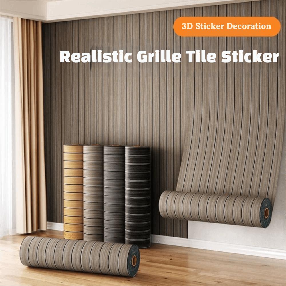 PVC Artificial Grille Wall Sticker Self-Adhesive Grid Panel Wall Sticker  Living Room