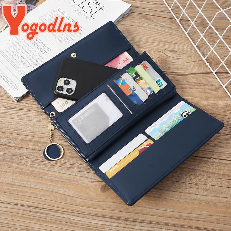Yogodlns Lässiges langes Portemonnaie für Damen mit Anhänger PU-Leder Handtasche Mehrschichtige Clutch Einkaufs-Damen-Geldbörse Handy-Kartenhalter-Portemonnaie