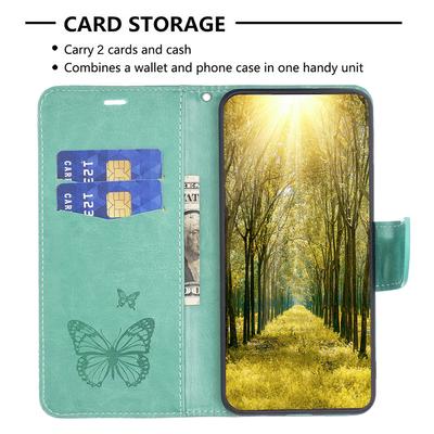 PU Leather Case for Xiaomi Redmi Note 12 5G (Global)/(India)/(China)/Poco X5 5G Wallet Phone Cover Butterfly Imprinted with Strap