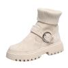 Women Socks Boots White Platform Boot for Winter Autumn Stretch Ankle Boots Chunky Shoes Wedge Mujer