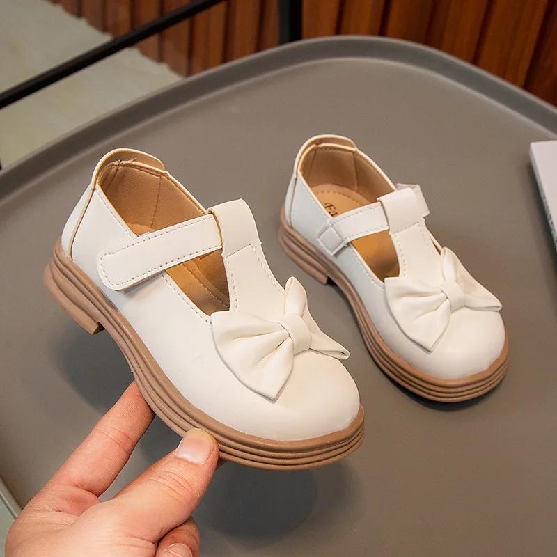 Spring Autumn New Arrival Girls Leather Shoes Fashion Kids Bow Princess Shoes Soft-Soled Mary Janes Drop-shipping