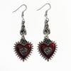 Gothic Punk Red Rose Wings Heart Earrings