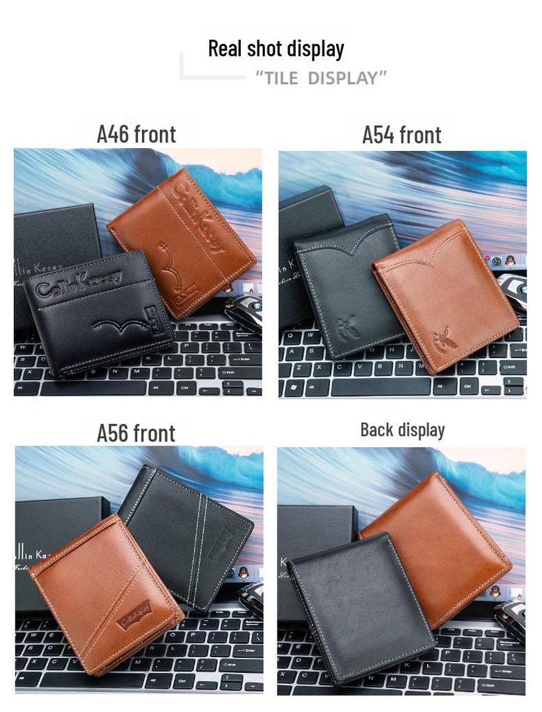 Men's Retro Genuine Leather Folding Wallet and Card Holder