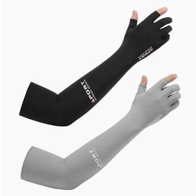 Unisex Half Finger Ice Silk UV Protection Sleeves - Breathable, Nylon Arm Sleeves for Outdoor Sports and Driving