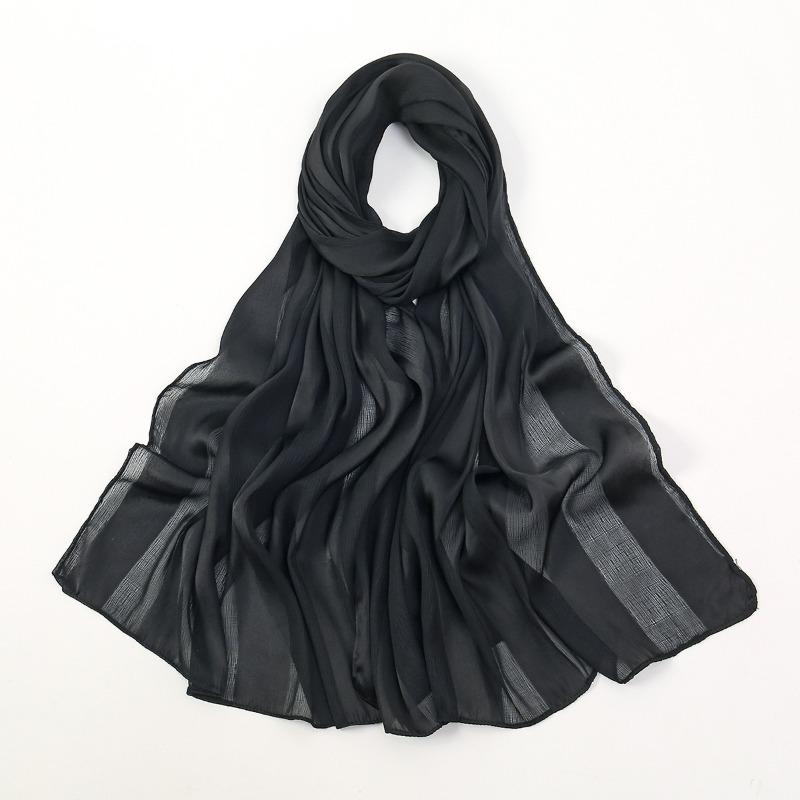 Spring and summer light and breathable satin simulation silk long towel high-end striped shawl plain color simple and versatile bag headscarf women