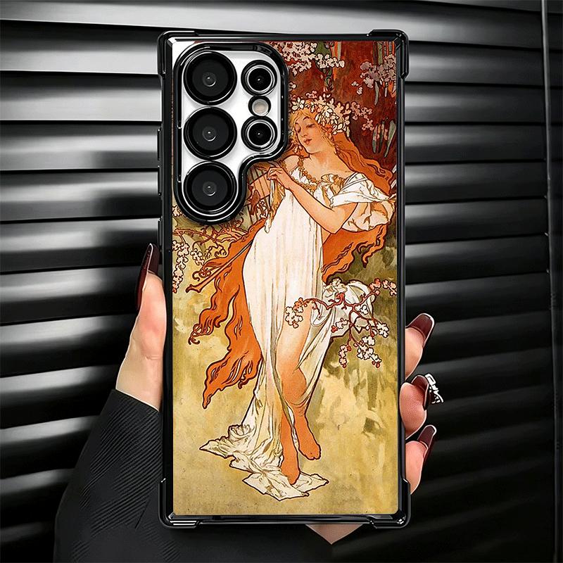 Vintage Alfons Mucha Primavera Plating Phone Case For Samsung Galaxy S24 S25 FE S26 Edge S23 Ultra S22 S21 Plus S20 Anti-Fall Ai