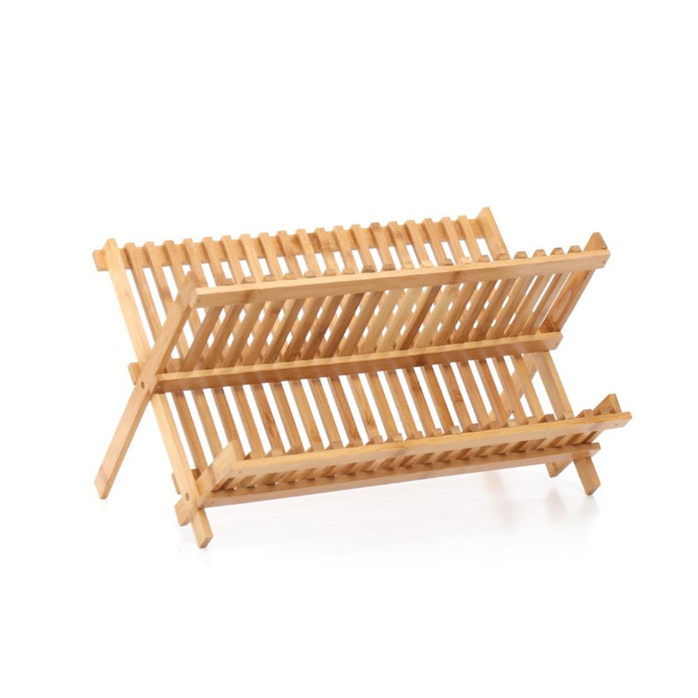 Natural Dish Drying Rack Retro Drying Holder Kitchen Organizer Folding Dish Rack  Home