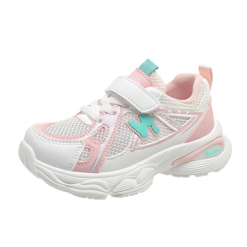 

Big stupid bear male and female classmates spring and autumn breathable tide brand children s soft-soled Velcro sneakers girls mesh running shoes Size 31 19.5cm
