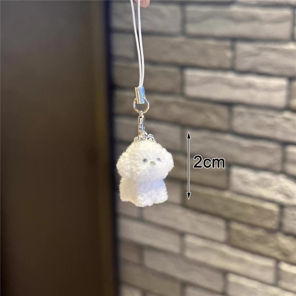 Mini Size Cute Cartoon Dog Keychain Flocking Phone Lanyard Phone Chain Keychain
