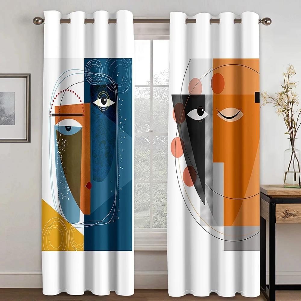 Abstract Art Anthestic Boho Morandi Window Curtains Blinds For Living Room Bedroom Bathroom Kicthen Office Door Home Decor 2Pcs