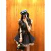Girly Temperament Waist Fluffy Ballet Style Small Black Dress Contrasting Mesh Stitching Sleeveless French Hepburn Dress
