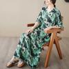 V-neck Thin Plus Size Loose Vintage Cover-up Long Dress