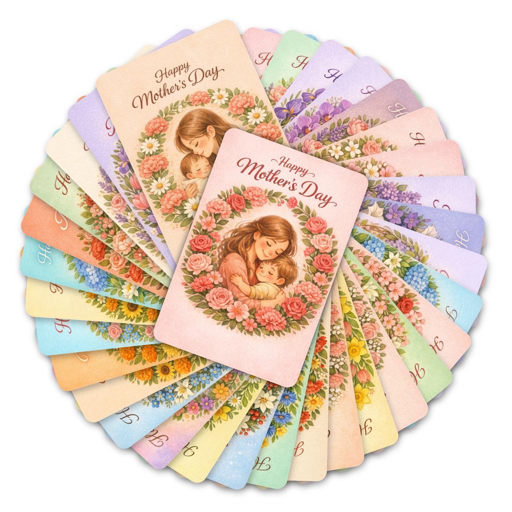 Floral Illustration Note Cards Hd Printing Mother'S Day Greeting Cards Watercolor Greeting Cards Mini For Gift Baskets Mother'S