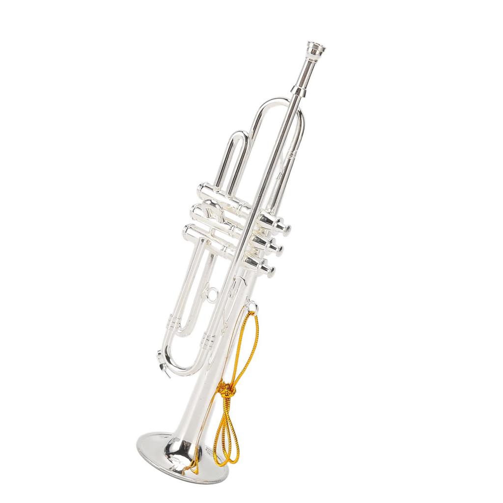 Miniature Trumpet 14cm 5.5in Silver Copper Exquisite Lifelike Mini Trumpet Decoration