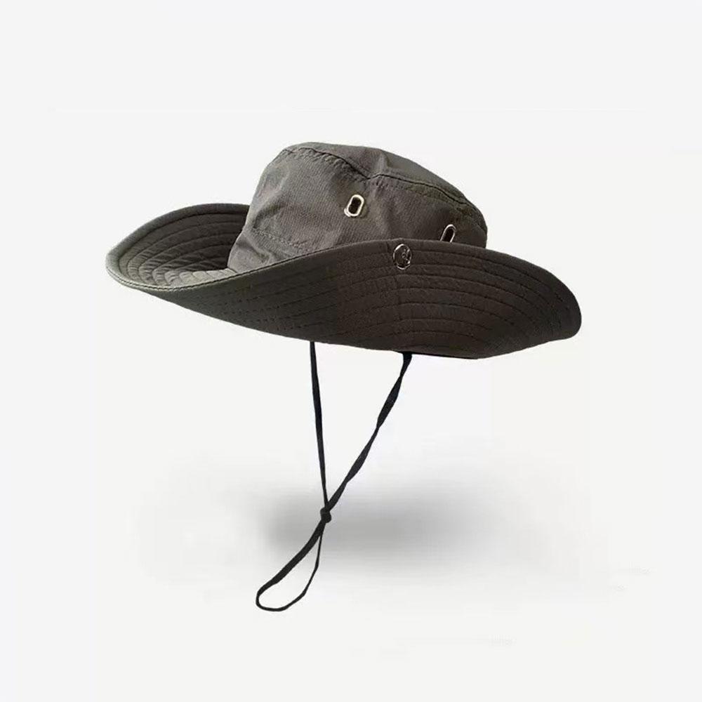 Summer Bucket Hat For Men Cowboy Cap Outdoor Sunshade Riding Hiking Fisherman Cap Big Brim Foldable Mesh Sunscreen Sunhat