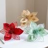 Artificial Magnolia Flowers Christmas Ornaments Glitter Decorations