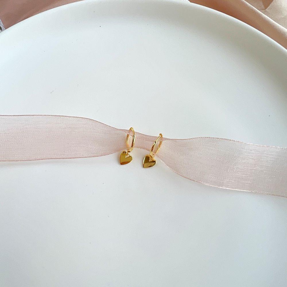 Fine Jewelry Hoop Earrings Love Heart Pendant 18K Gold Plated S925 Sterling Silver Dangle Drop Earrings for Girls Women Gifts