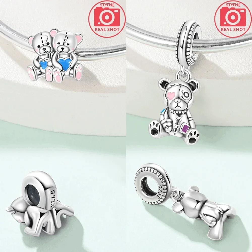 Original Copper Cute Pet Dogs Cats Bears Elephants Pendants Beads Fit Bracelet Making Women Jewelry Diy Birthday Fine Gift