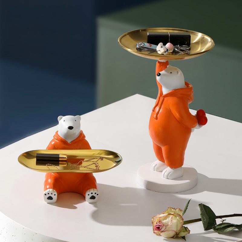 Creative Design Expression of Bears Entrance Key Storage Ornament Tray Living Room Tabletop TV Cabinet Home Supple Decoration Nordic