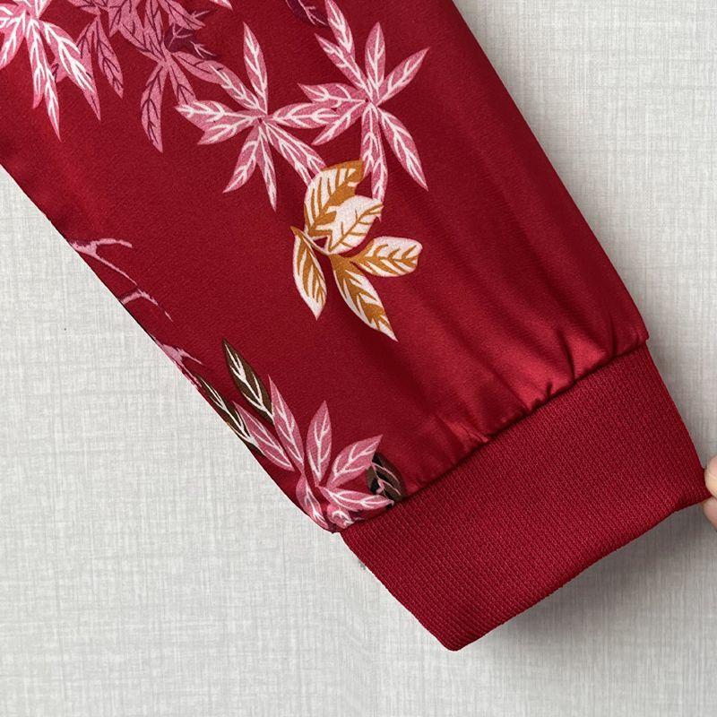 Spring Women's Polo Collar Printed T-Shirt Loose Long-Sleeve Pullover Plus-Size Blouse