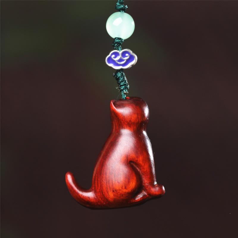 Casual Cat Kitten Phone Charm Pendant Keychain Gift Wood Craft
