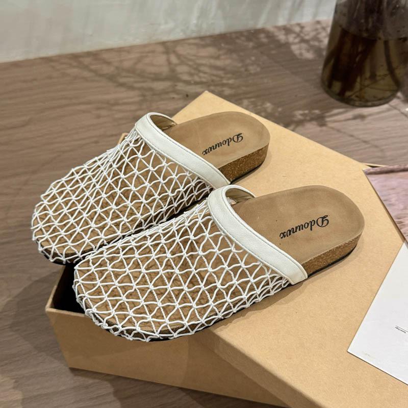 

Модная сетчатая верхняя одежда на плоской подошве, серебристая сумка, шлепанцы-половинки, женская обувь, новые летние крутые шлепанцы на мягкой подошве 39 бежевый