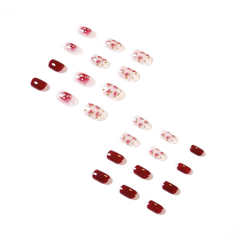 Elegant Short Dry Rose Fake Nails: Skin-Whitening, Removable Stickers for Autumn & Winter