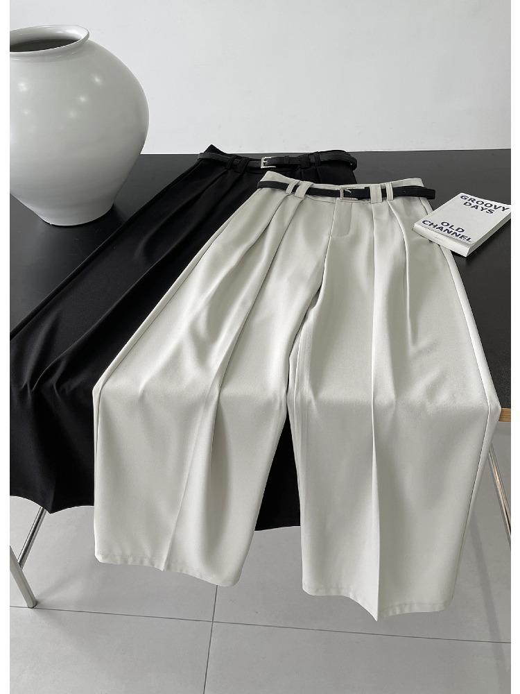 Modische plissierte Hose mit weitem Bein für Damen, hohe Taille, gerade, locker, Anzughose, weiblich, Frühling 2026