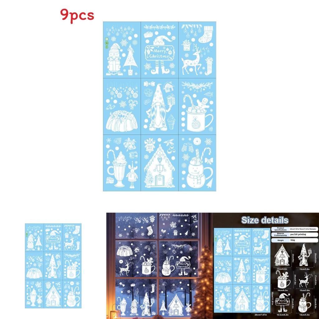 Snowflake Reindeer Pvc Window Stickers With Static Cling For Christmas Home Decoration