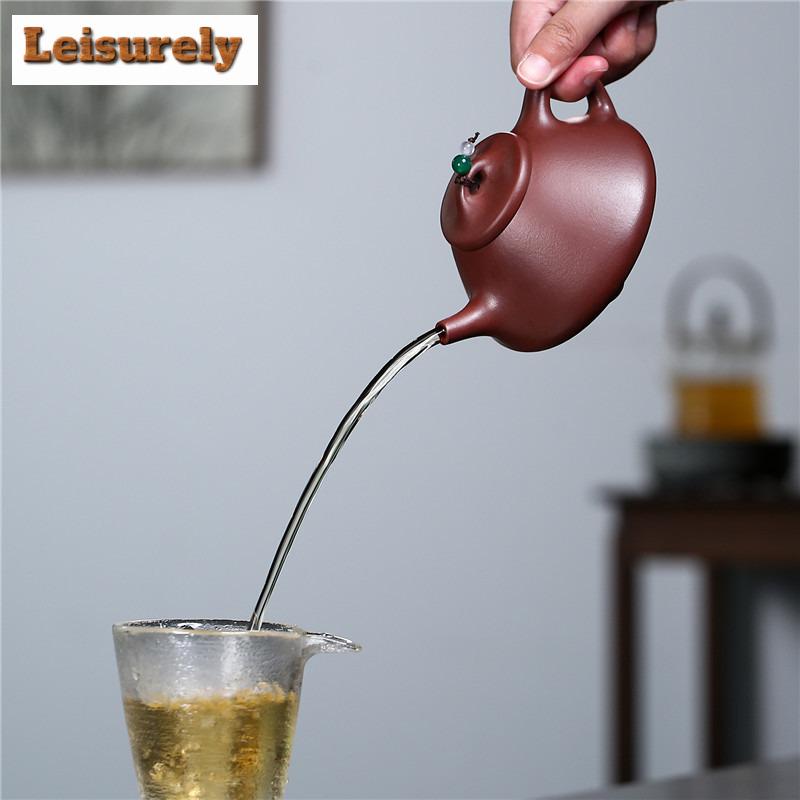 240ml Exquisite Yixing Purple Clay Teapots Handmade Stone Scoop Pot Raw Ore Dicaoqing Mud Kettle Chinese Zisha Tea Set Tea Craft