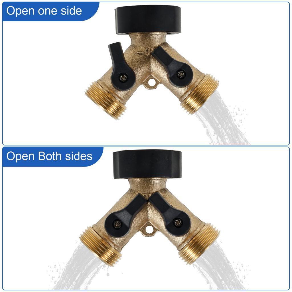 2 Way Hose Splitter Rustproof Garden Hose Splitter Practical Tube Diverter with Washer and Tape Multifunctional Tube Diverter