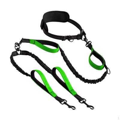 Double Dog Leash Retractable Hands Free No Pull Reflective Bungees for Canicross