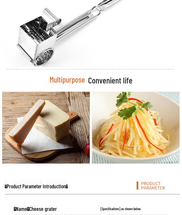 Stainless Steel Hand-Crank Rotary Cheese Grater