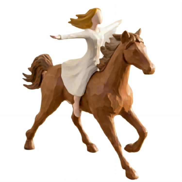 

Lovely Country Themed Girl Riding Horse Sculpture Ornament For Desk Decoration Home Centerpiece 1