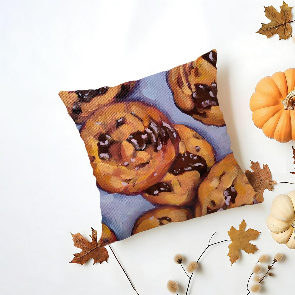 CCookie Cushion Cover Washable Linen Pillowcase Soft  for Daily Sofa Bed Home Room Decor