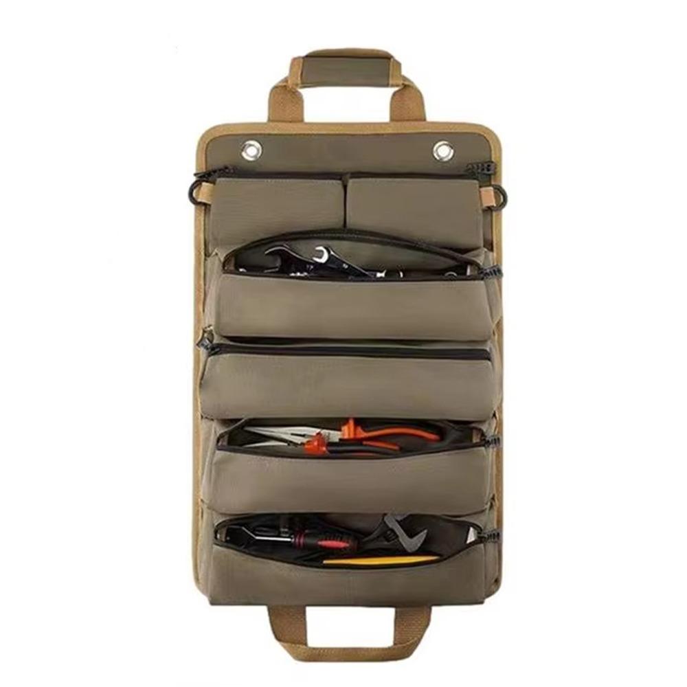 

Hanging Hardware Tool Bag Multi-Pocket Working Tool Bag Rolled Portable Storage Bag Pliers Wrenc