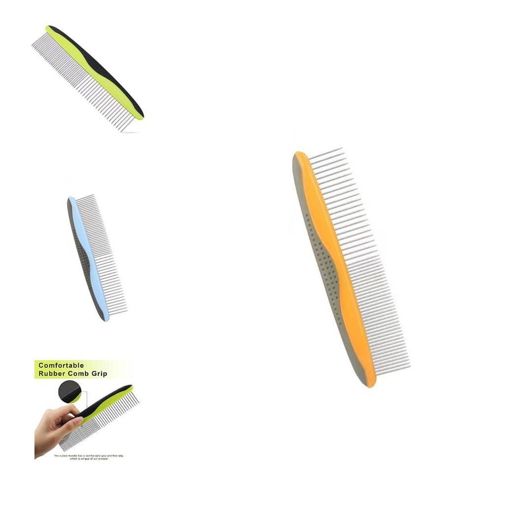 Stainless Steel Dog Grooming Comb With Wide And Fine Tooth For Pet Hair Detangling And Grooming