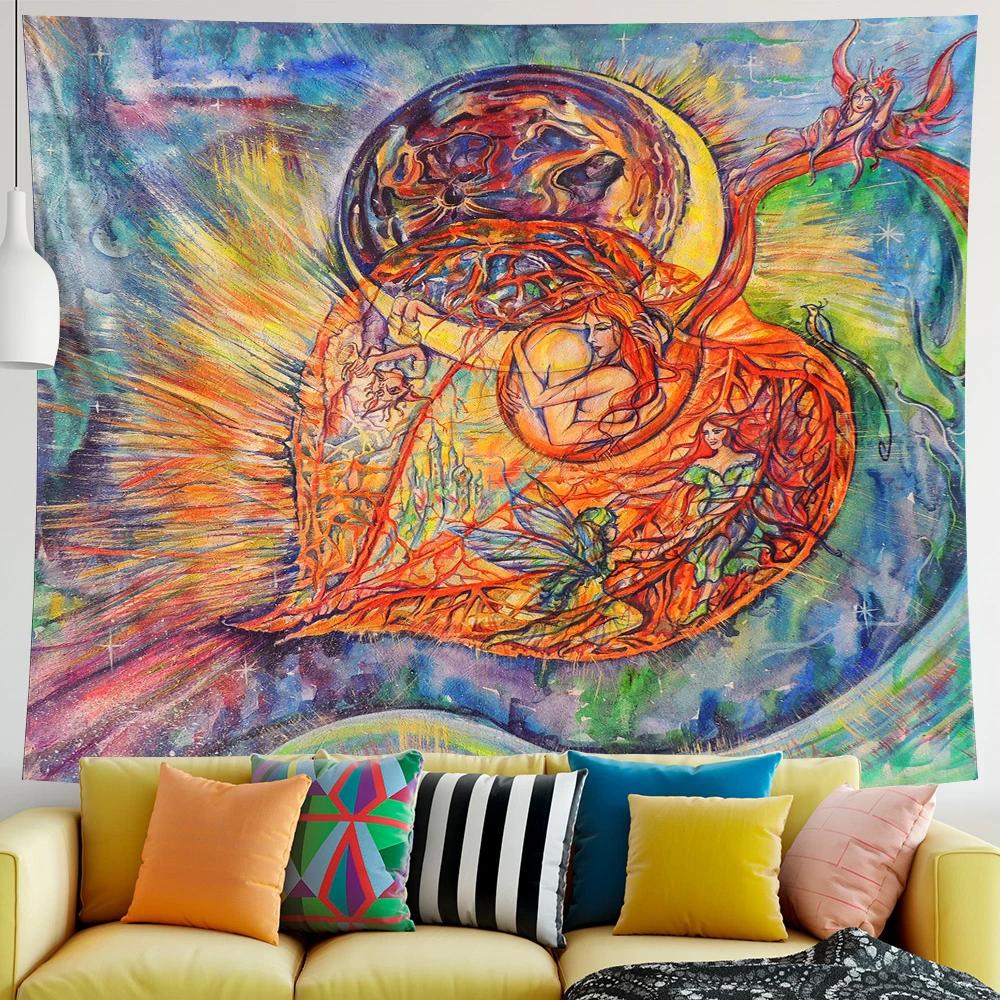 Decorative Fantasy Scene Hippie Bedroom Bed Sheet Yoga Mat Abstract Art Home Decor Tapestry