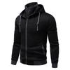 Casual Men Hoodie Men's Zipper Closure Hoodie Cardigan with Drawstring Hood Contrast Color Design for Fall Spring Seasons Spring