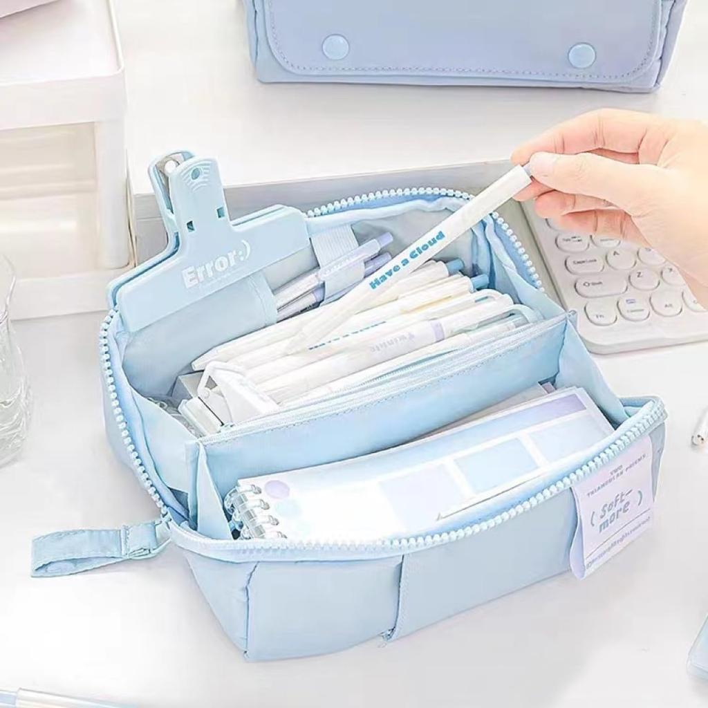 Simple Student Stationery Business Canvas Pencil Case Large Capacity Stationery Tool Pencil for Elementary School High School College Office Workers