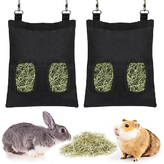 Rabbit Hay Feeder Bag, Large Capacity Rabbit Hay Bag Small Animal Hanging Hay Bag 600D Oxford Cloth Bunny Hay Feeder Bag for Rabbits Guinea Pigs