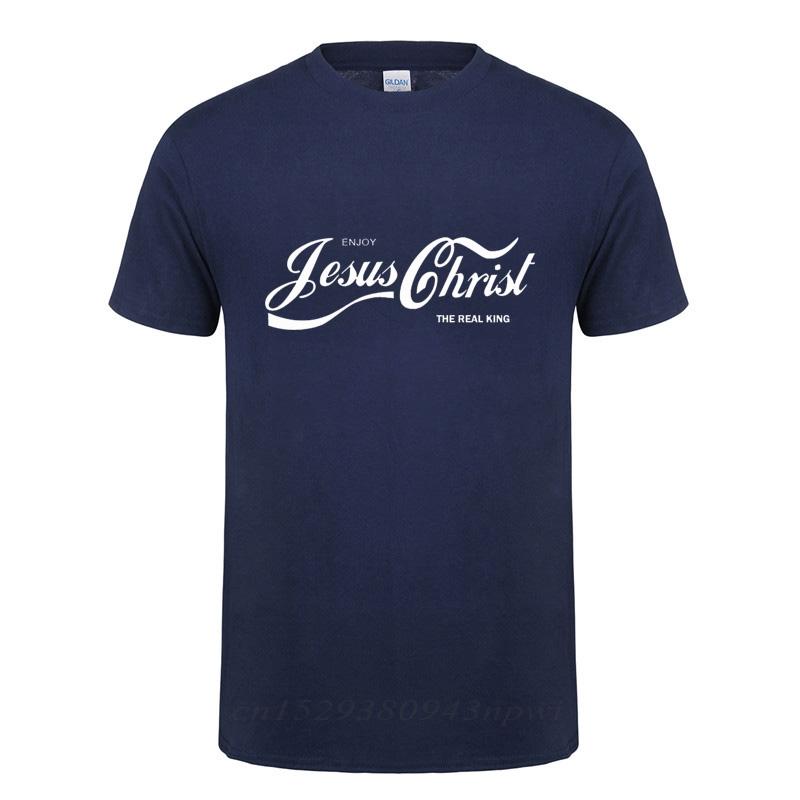 ENJOY JESUS CHRIST THE REAL KING CHRISTIAN FUN T SHIRT Baptism Church Bride Squad Esthetic Faith Cotton Funny Gift TShirt